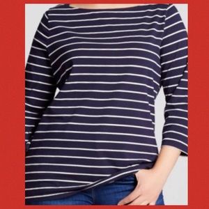 Ava Viv Navy Stripe Boatneck 3/4 Sleeve
